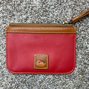 Dooney & Bourke Coin Purse Red Tan Leather Tassel